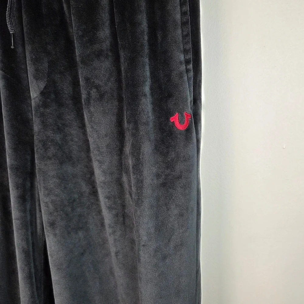 True Religion Sleepwear Mens Medium Black Good Velour Lounge Pants Pajamas